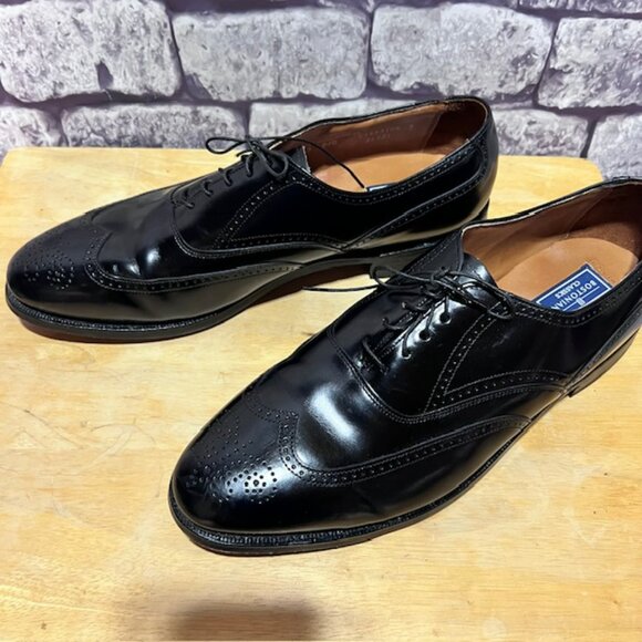 Bostonian Black Leather Lace Up Wingtip Shoes Size 13D - Picture 5 of 9